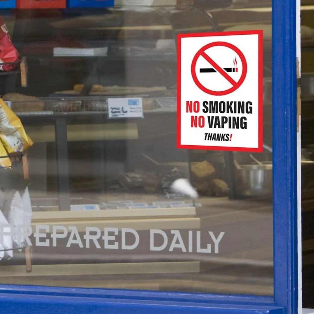 4Pcs No Vaping No Smoking Sticker Signs | No Smoking or Vapor Sign for Business or for Home | Weatherproof Vinyl Decals, 7" X 10"