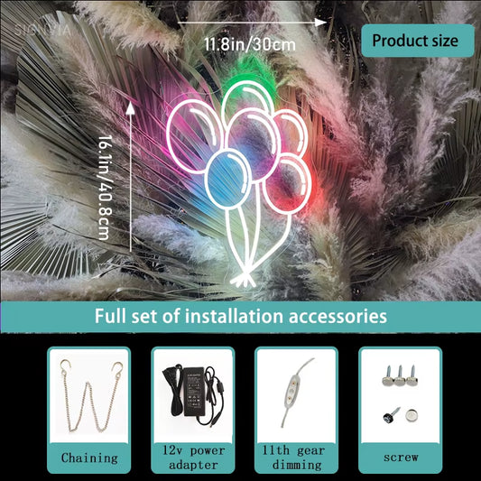 LED Neon Sign Balloon Room Decor Neon Light Signs Wedding Birthday Party Aesthetic Decoration Boy Girl Gifts LED Neon Sign Light