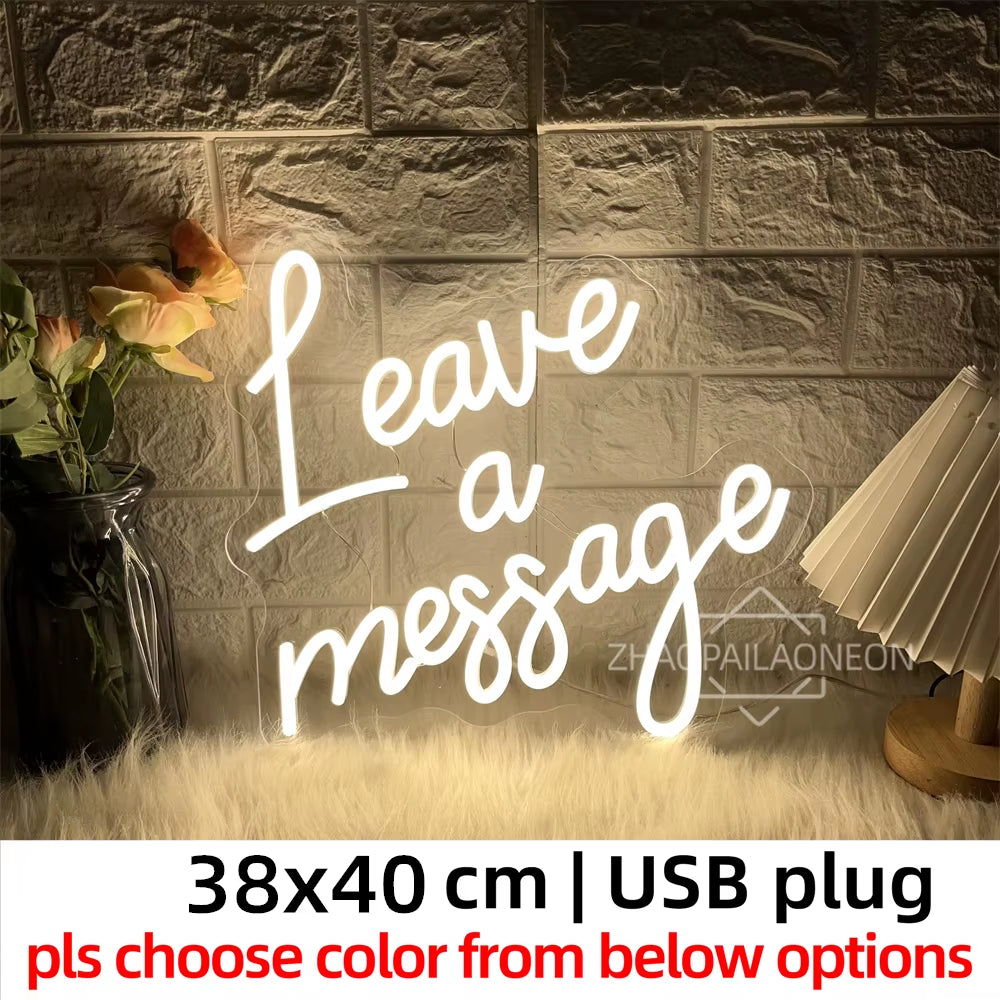Led Leave a Message Neon Sign Bedroom Party Wall Decor Laisser Un Message Neon Lights USB Wedding Coffee Bar Decoeation Signs