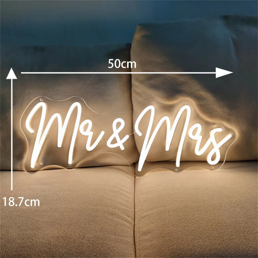 Mr and Mrs Neon Sign, Wall Decoration Light for Wedding and Engagement Decoration, Cheers to Love Neon Sign, LED Neon Signs
