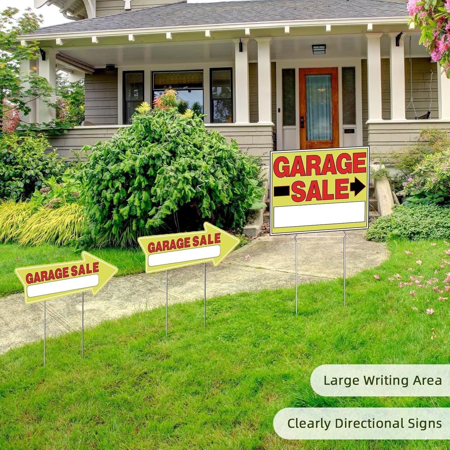9-Pack Double-Sided Garage Sale & Arrow Signs with Metal Stakes – Waterproof Reu