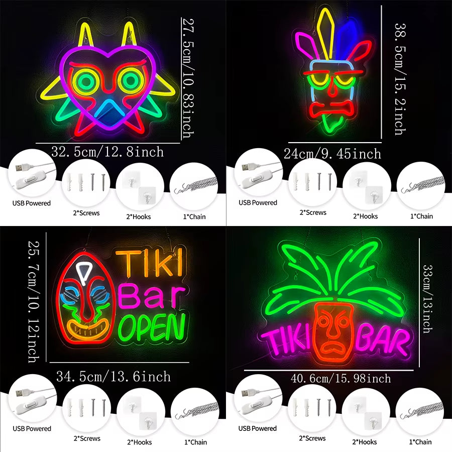 Bar Series Led Neon Signs, Mask Personality Icons, Used in Rooms, Clubs, Bars, Game Rooms, Theme Parties, Man Caves Art Decor.