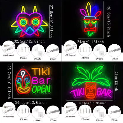 Bar Series Led Neon Signs, Mask Personality Icons, Used in Rooms, Clubs, Bars, Game Rooms, Theme Parties, Man Caves Art Decor.