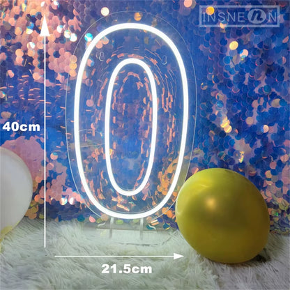 Number 3 Neon Sign 0-9 Wedding Numbers Neon Lights Sign Birthday Home Decor Room Decoration Night Lights Bedroom Neon LED Signs