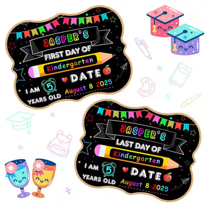 2-Pack 9 In. X 12 In. Double Sided School Chalkboard Signs for First and Last Day of School Photo Props