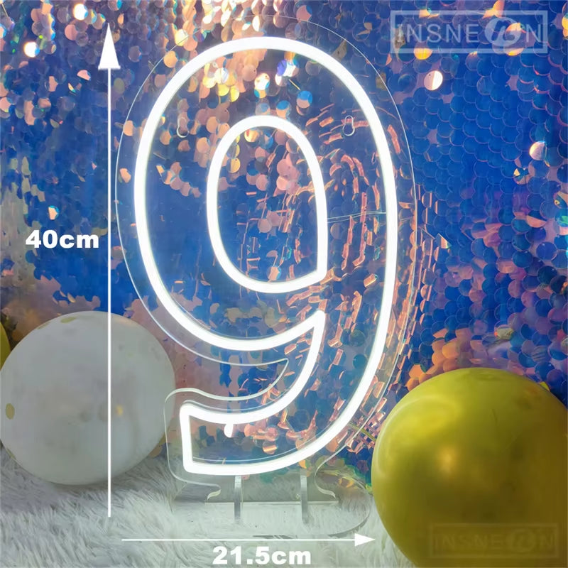 Number 3 Neon Sign 0-9 Wedding Numbers Neon Lights Sign Birthday Home Decor Room Decoration Night Lights Bedroom Neon LED Signs