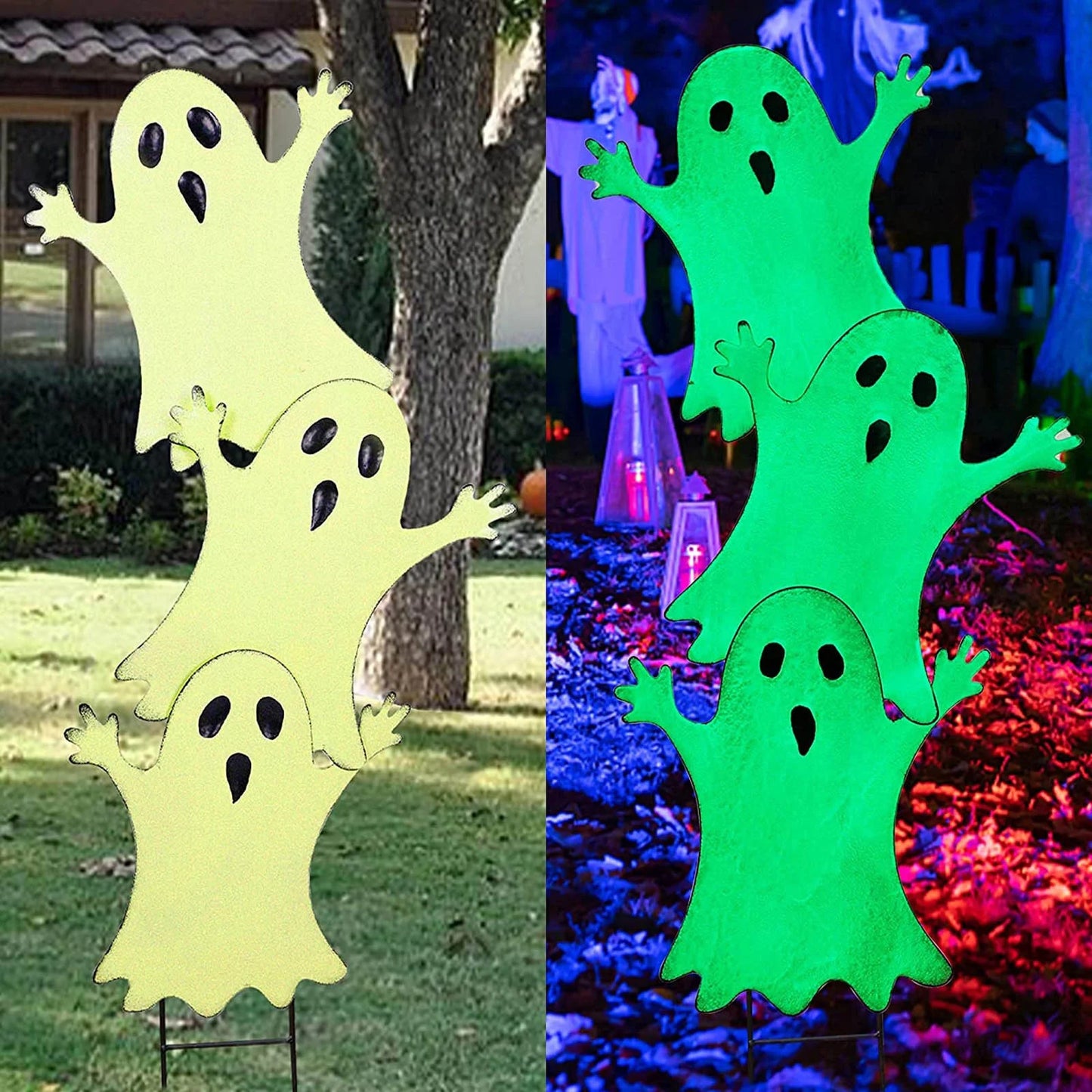 Halloween Ghost Decorations Yard Halloween Outdoor Light-Up Ghost Lawn Stakes