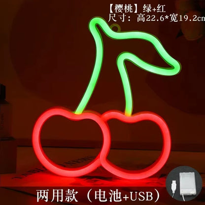 Cherry Banana Neon Lamp LED Neon Signs Lamp for Home Party Room Birthday Kids' Bedroom Fruit Store Markets Wall Art Decor