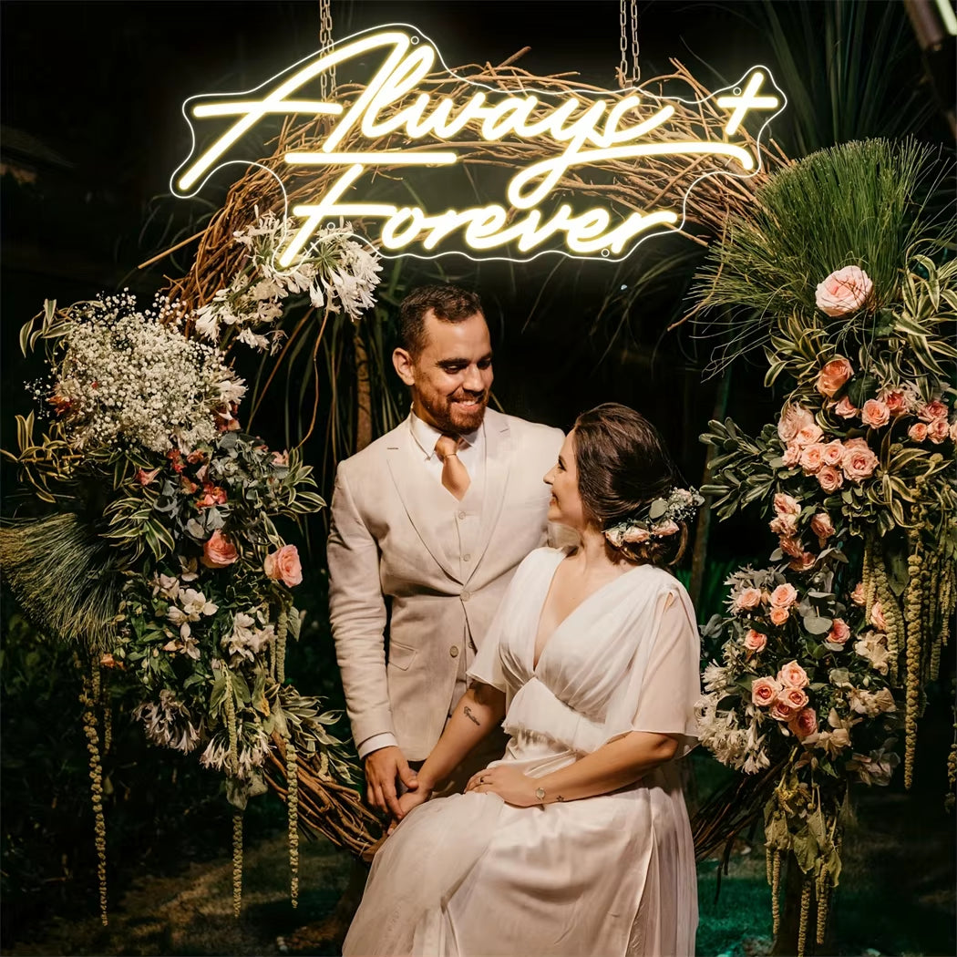 Always Forever LED Neon Sign Room Wall Decor Wedding Light for Engagement Birthday Wedding Party Gift USB Powered Neon LED Signs