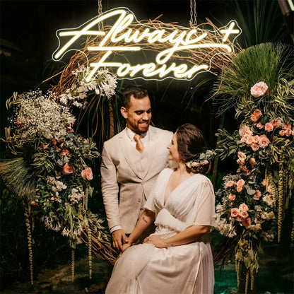 Always Forever LED Neon Sign Room Wall Decor Wedding Light for Engagement Birthday Wedding Party Gift USB Powered Neon LED Signs