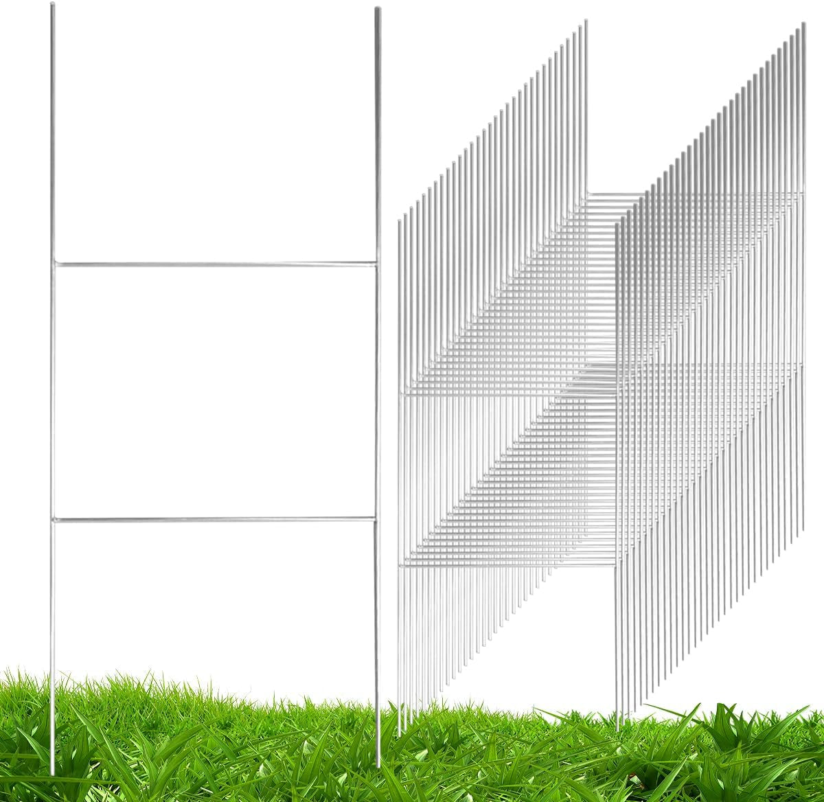 100 Pack Heavy Duty Metal Yard Sign Stakes 20"X24" H-Frame Holders