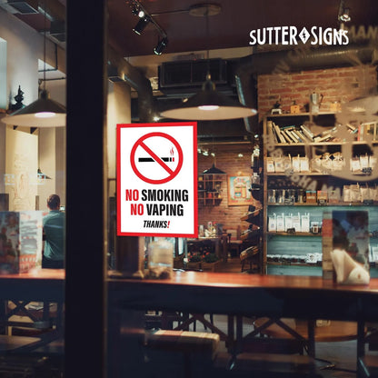 4Pcs No Vaping No Smoking Sticker Signs | No Smoking or Vapor Sign for Business or for Home | Weatherproof Vinyl Decals, 7" X 10"