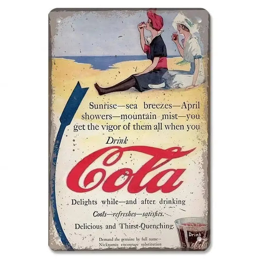 Cola Soft Drinks Poster Metal Tin Signs Vintage Girls Drink Cola Bottles Metal Plate Wall for Bar Pub Club Restaurant Decor