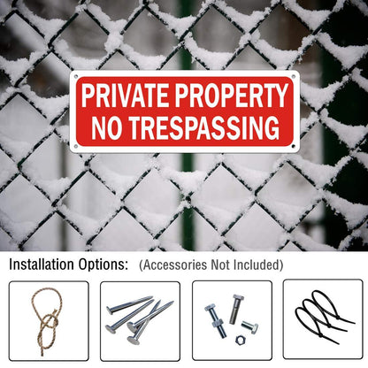 2 Pack No Trespassing Signs Private Property Warning Yard Sign, 10X3.5 Inch