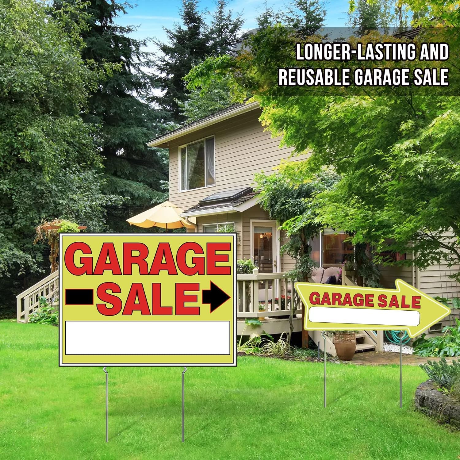9-Pack Double-Sided Garage Sale & Arrow Signs with Metal Stakes – Waterproof Reu
