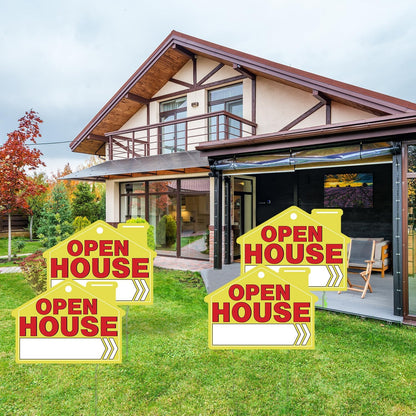 Open House Signs for Real Estate – 4 Pack Large Double-Sided Yard Signs with 28I