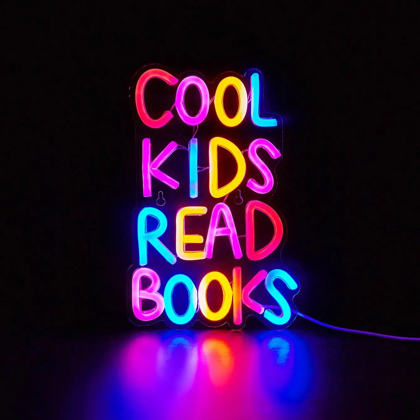 Chi-Buy 1PC Cool Kids Read Books LED Neon Sign USB Powered Wall Decoration Neon Light Signs Suitable for Party, Wedding