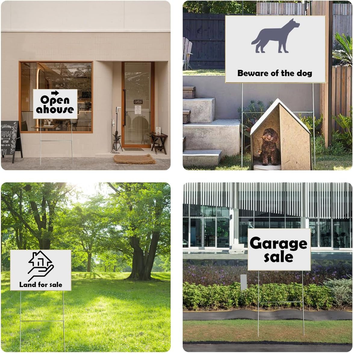 100 Pack Heavy Duty Metal Yard Sign Stakes 20"X24" H-Frame Holders