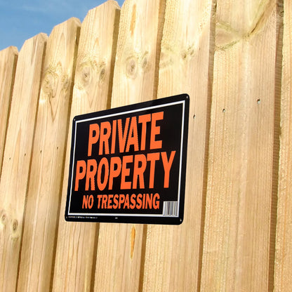 Products 848 Private Property No Trespassing Aluminum Sign 9.25" X 14" Orange/Black, 1 Piece