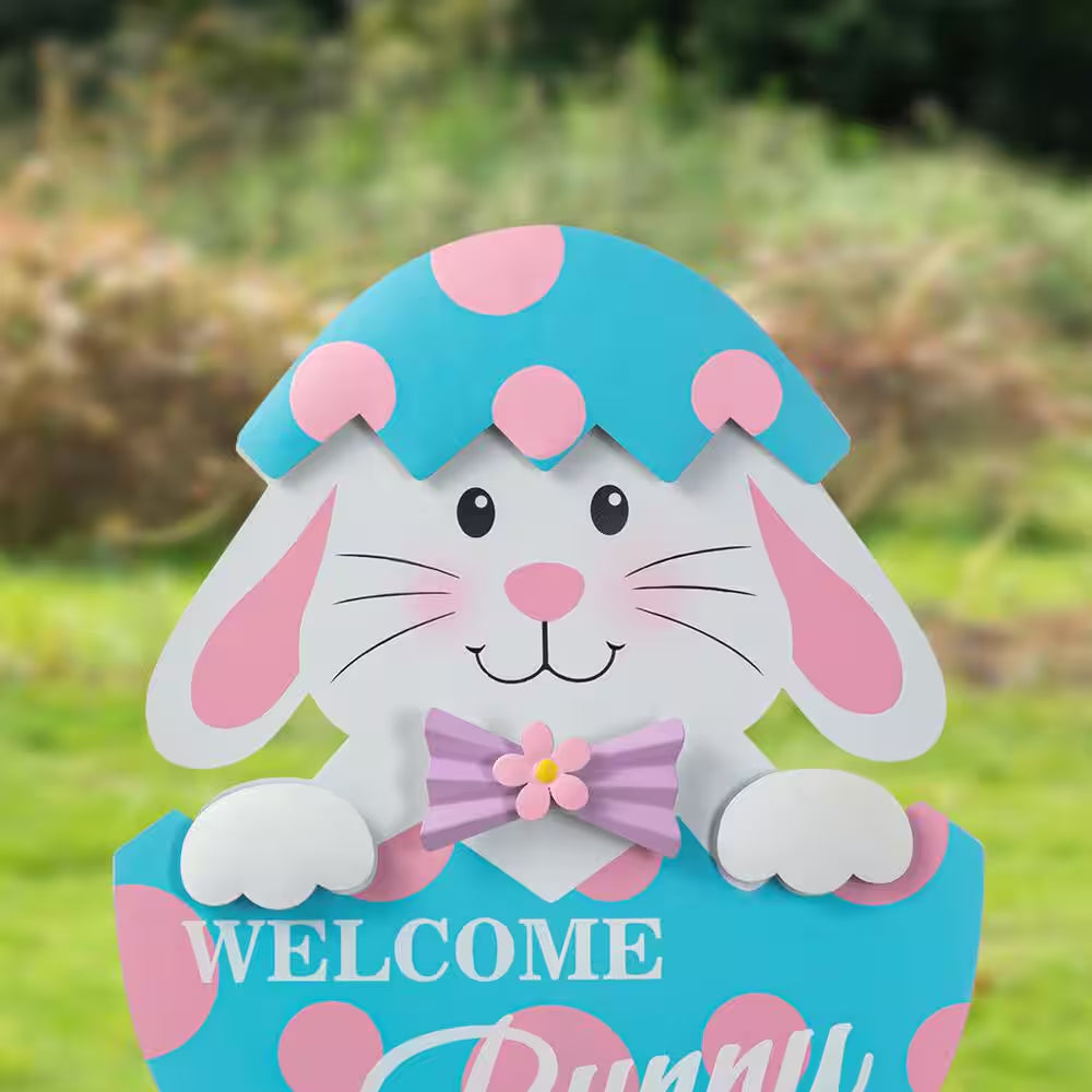 (Set of 2) 24 In. H Easter Metal Bunny&Chick Egg Yard Stake