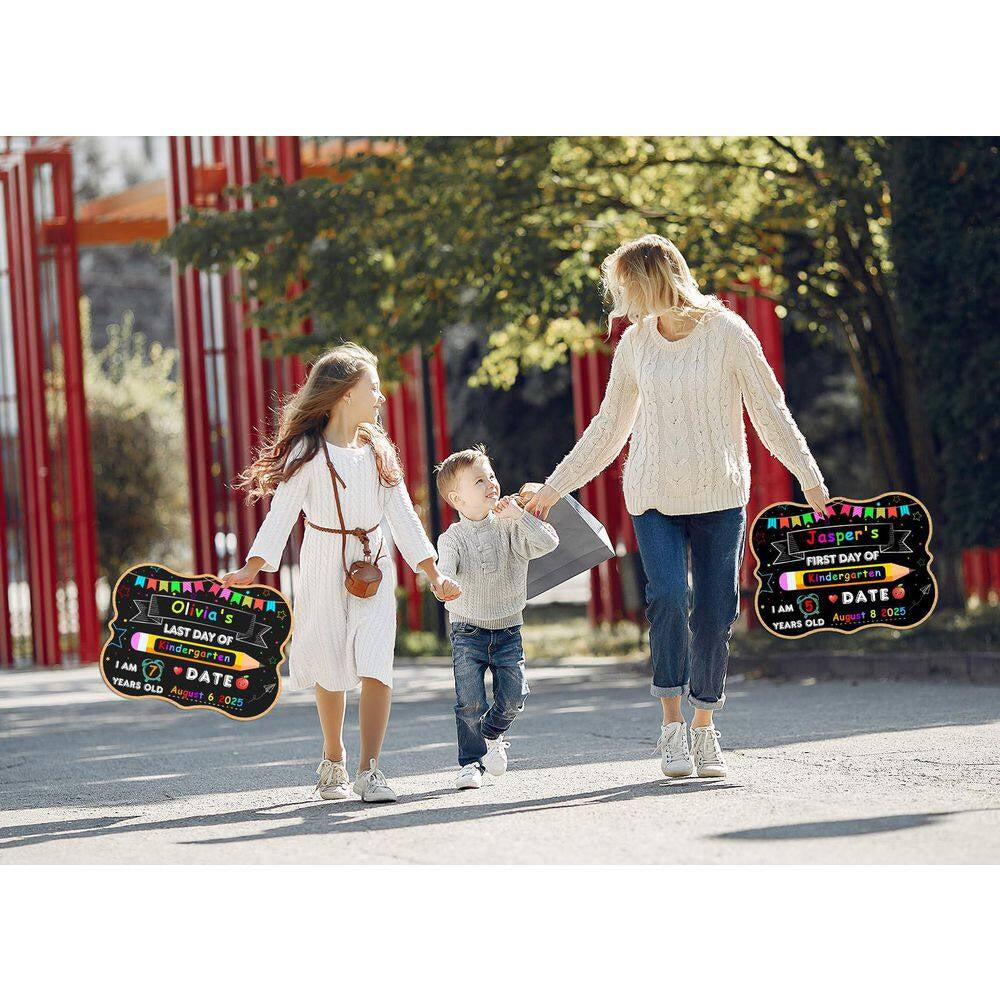 2-Pack 9 In. X 12 In. Double Sided School Chalkboard Signs for First and Last Day of School Photo Props