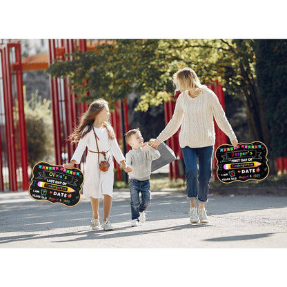 2-Pack 9 In. X 12 In. Double Sided School Chalkboard Signs for First and Last Day of School Photo Props