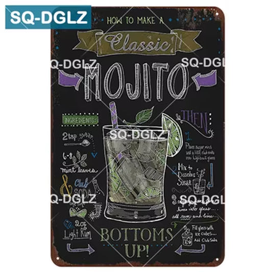 []Hot CLASSIC COCKTAIL RECIPES Metal Sign Vintage Metal Plates Cafe Pub Club Home Wall Decor Tin Signs Retro Plaque