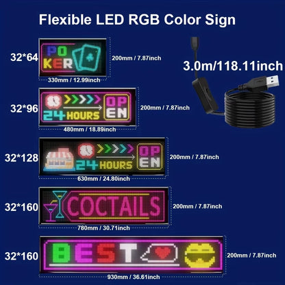 Smart LED Matrix Panel Scrolling Bright Advertising USB 5V Bluetooth App Remote Controlled Sign Light Programmable LED Car Sign