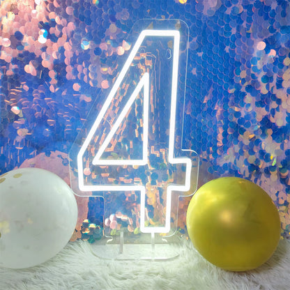 Number 3 Neon Sign 0-9 Wedding Numbers Neon Lights Sign Birthday Home Decor Room Decoration Night Lights Bedroom Neon LED Signs