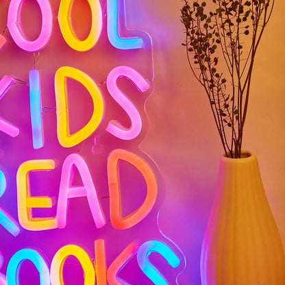 Chi-Buy 1PC Cool Kids Read Books LED Neon Sign USB Powered Wall Decoration Neon Light Signs Suitable for Party, Wedding