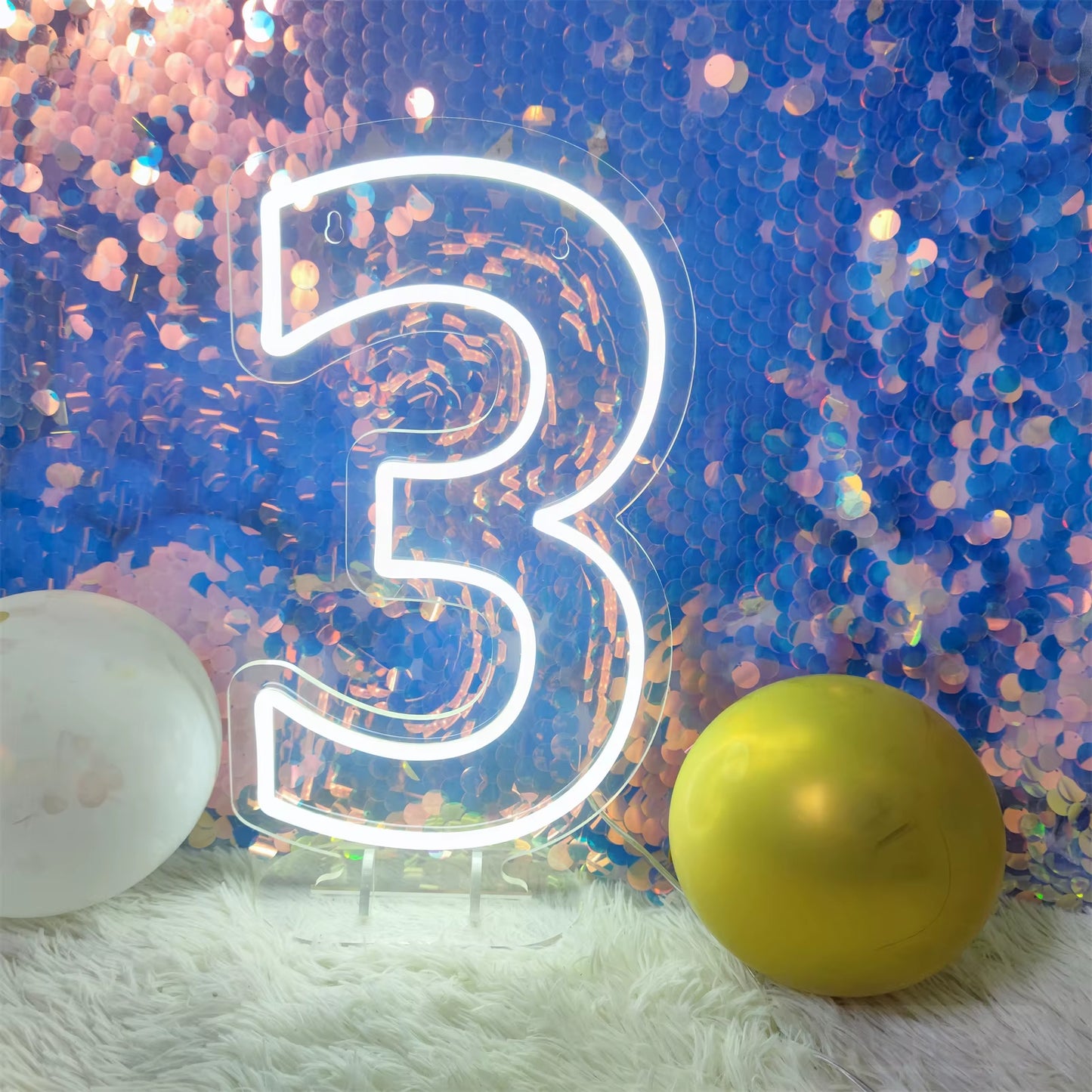 Number 3 Neon Sign 0-9 Wedding Numbers Neon Lights Sign Birthday Home Decor Room Decoration Night Lights Bedroom Neon LED Signs