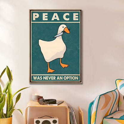 Goose Peace Was Never an Option Funny Goose Canvas Prints Posters Goose Meme Art Signs Modern Home Living Room Decor Paintings