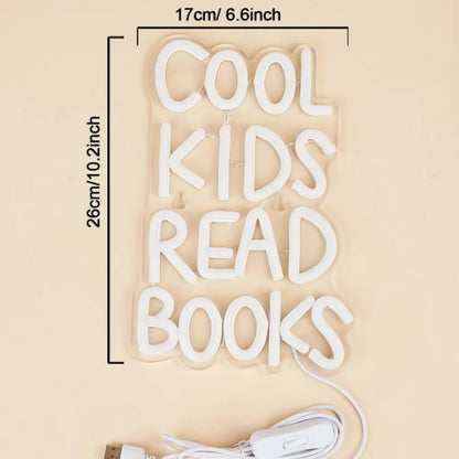 Chi-Buy 1PC Cool Kids Read Books LED Neon Sign USB Powered Wall Decoration Neon Light Signs Suitable for Party, Wedding
