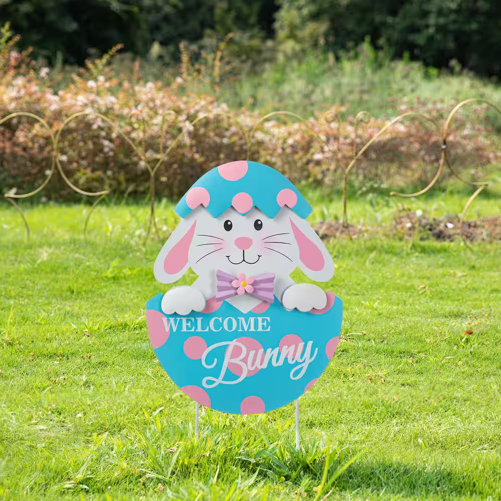 24 In. H Easter Metal Bunny Egg Yard Stake