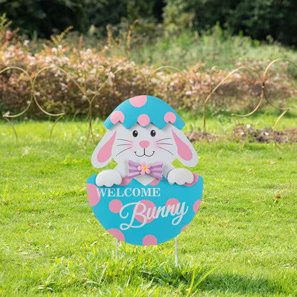24 In. H Easter Metal Bunny Egg Yard Stake