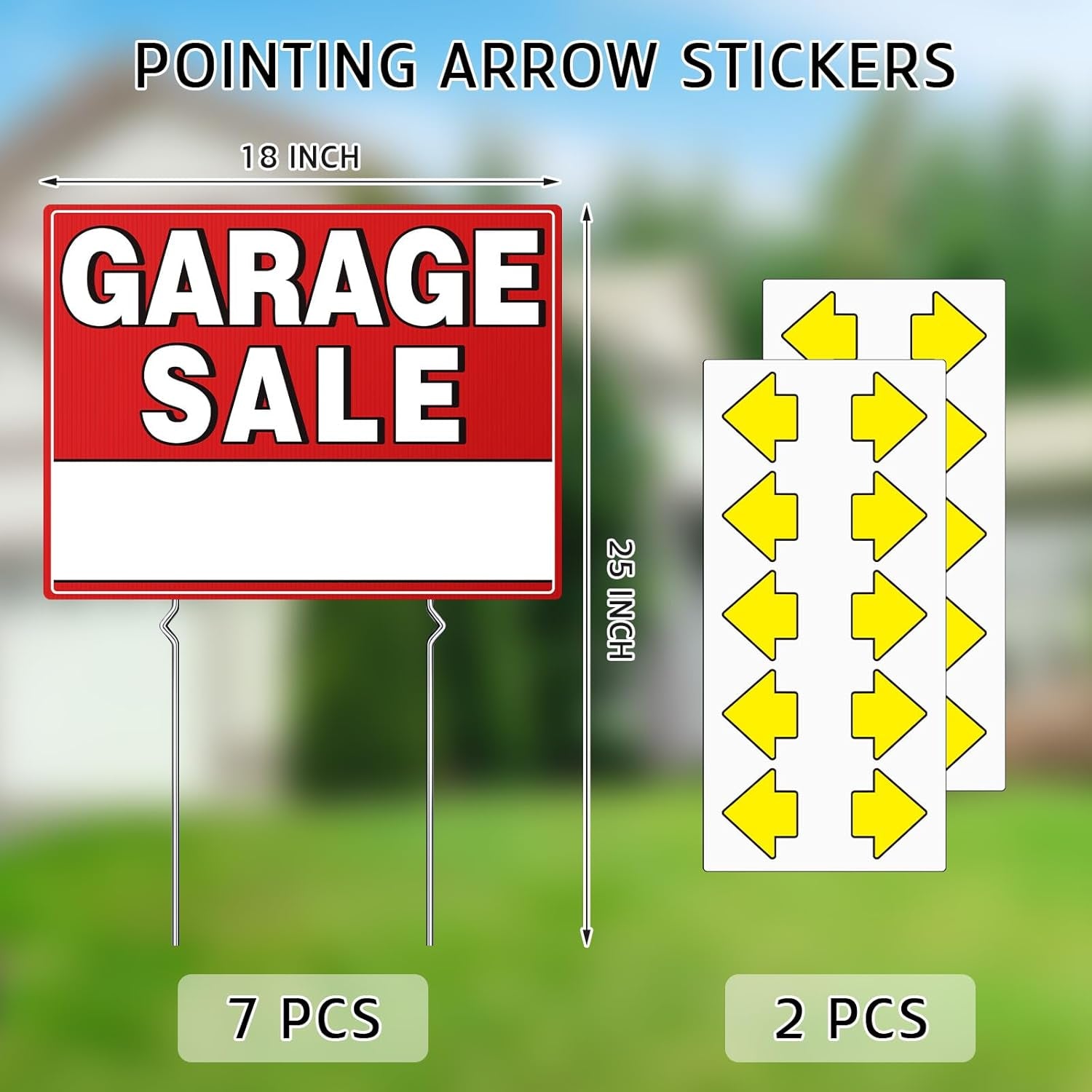 7-Pack 17"X13" Double-Sided Garage Sale Signs with Metal Stakes & 20 Arrow Stick