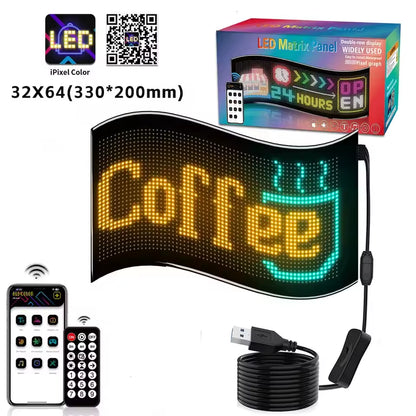 Smart LED Matrix Panel Scrolling Bright Advertising USB 5V Bluetooth App Remote Controlled Sign Light Programmable LED Car Sign