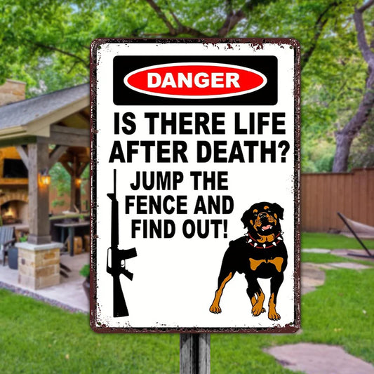 Warning Sign Jump the Fence and Find Out Outdoors Decor Vintage Metal Sign