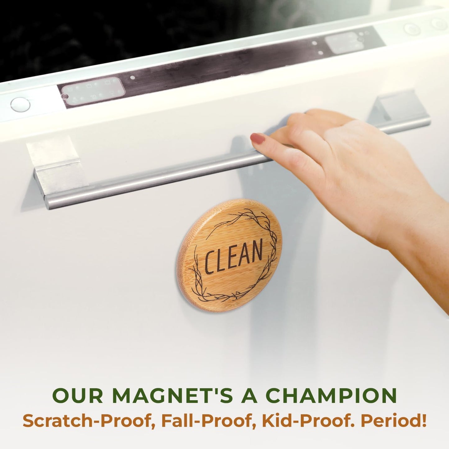 Bamboo Magnet Clean Dirty Sign for Dishwasher