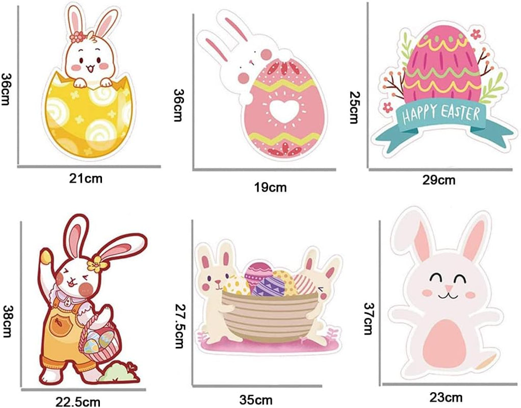 Easter Yard Signs Outdoor Decorations, 6Pcs Easter Yard Stakes Easter Yard Sign Outdoor Easter Bunny Egg Chick Yard Signs with Stakes for Easter Yard Lawn Signs Party Decorations
