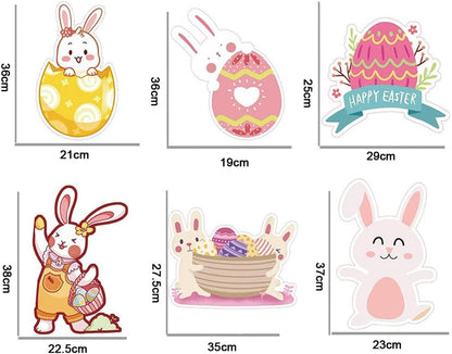 Easter Yard Signs Outdoor Decorations, 6Pcs Easter Yard Stakes Easter Yard Sign Outdoor Easter Bunny Egg Chick Yard Signs with Stakes for Easter Yard Lawn Signs Party Decorations