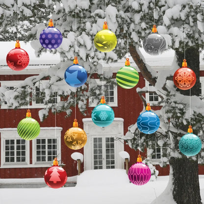 Victorystore 2-D Traditional Outdoor Christmas Yard Ornaments, Flat Globe Shape, Set of 14