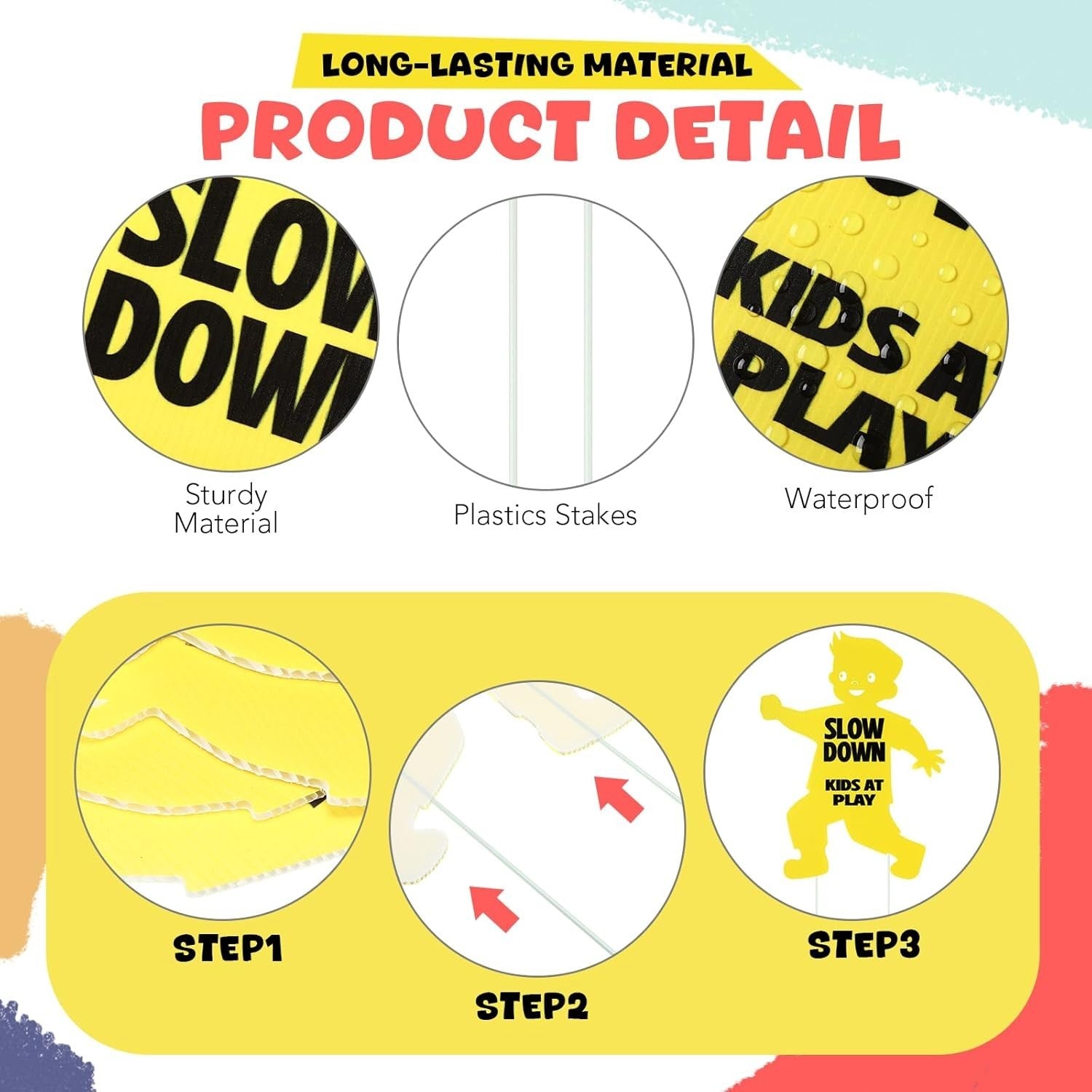 4 Pack Slow down Kids at Play Signs Street Safety Sign 16 X 12 Inches Plastic