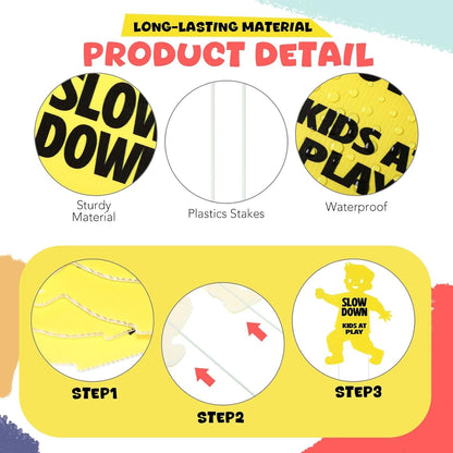 4 Pack Slow down Kids at Play Signs Street Safety Sign 16 X 12 Inches Plastic