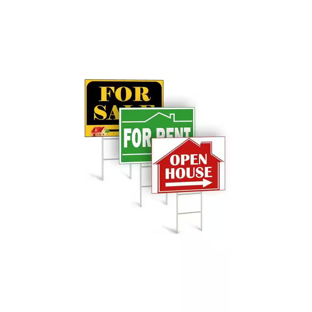 25 Pack Galvanized H Frame Yard Sign Stakes 16.5 In. X 7 In., Heavy Duty 9 Gauge Steel