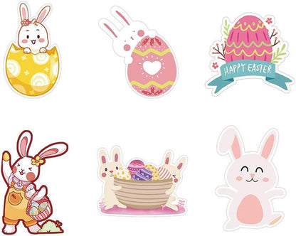 Easter Yard Signs Outdoor Decorations, 6Pcs Easter Yard Stakes Easter Yard Sign Outdoor Easter Bunny Egg Chick Yard Signs with Stakes for Easter Yard Lawn Signs Party Decorations