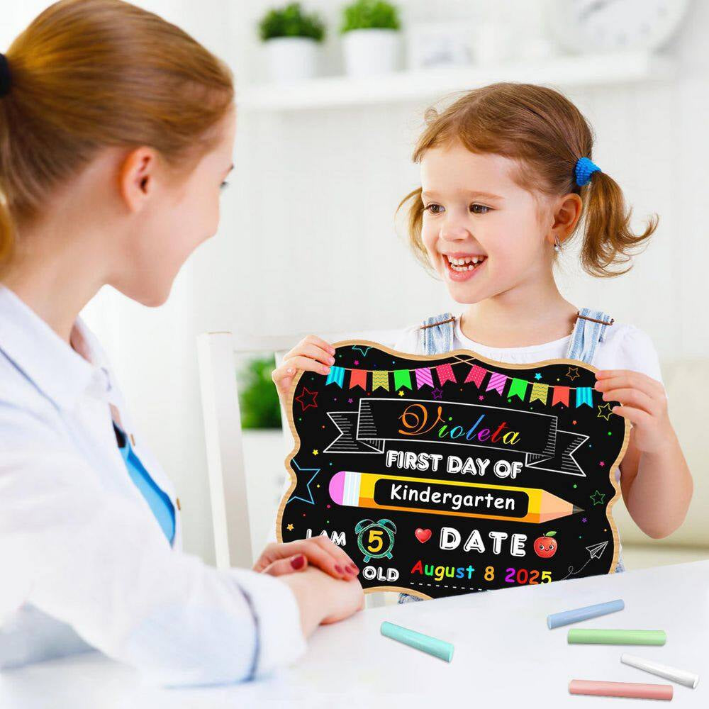 2-Pack 9 In. X 12 In. Double Sided School Chalkboard Signs for First and Last Day of School Photo Props
