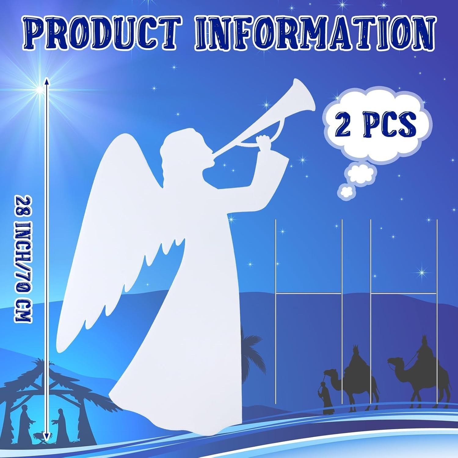 2 Pcs 28 Inch Outdoor Christmas Angel Yard Decorations Nativity Sets with Sta...