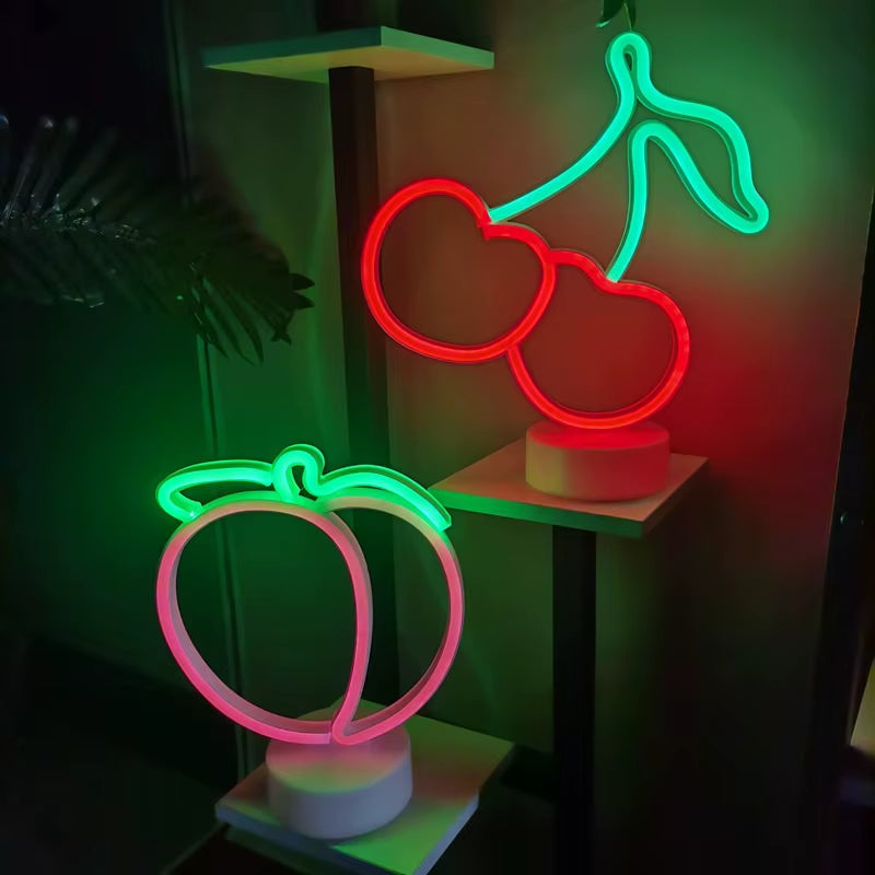 Cherry Banana Neon Lamp LED Neon Signs Lamp for Home Party Room Birthday Kids' Bedroom Fruit Store Markets Wall Art Decor