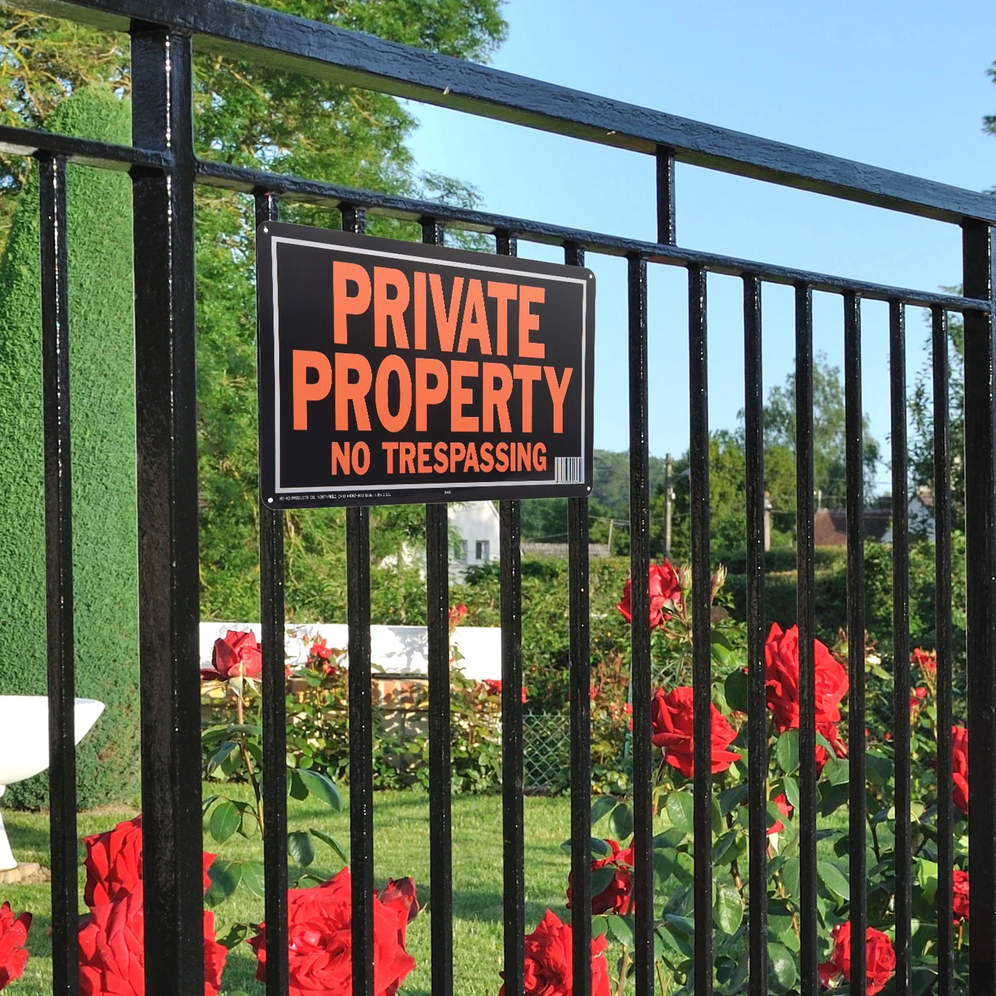 Products 848 Private Property No Trespassing Aluminum Sign 9.25" X 14" Orange/Black, 1 Piece